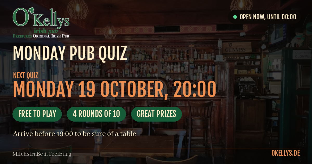 Pub Quiz in Freiburg - O'Kellys Irish Pub Freiburg